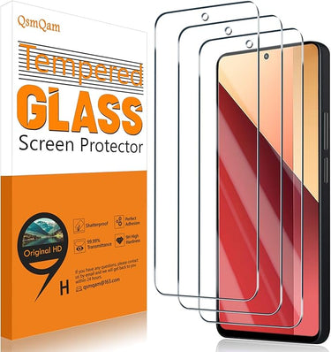 QsmQam 3 Piezas Protector de Pantalla para Xiaomi Redmi Note 13 4G / Redmi Note 13 Pro (4G/5G) / Poco X6 / Poco X6 Pro, Ultra HD Cristal Templado, Dureza 9H, Anti Arañazos, Sin Burbujas